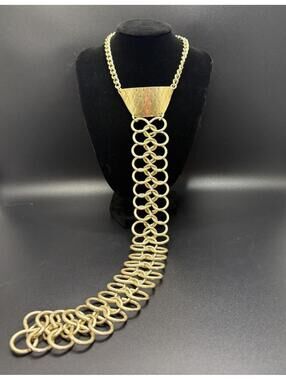 Vintage Retro Gold Tone Tie Necklace